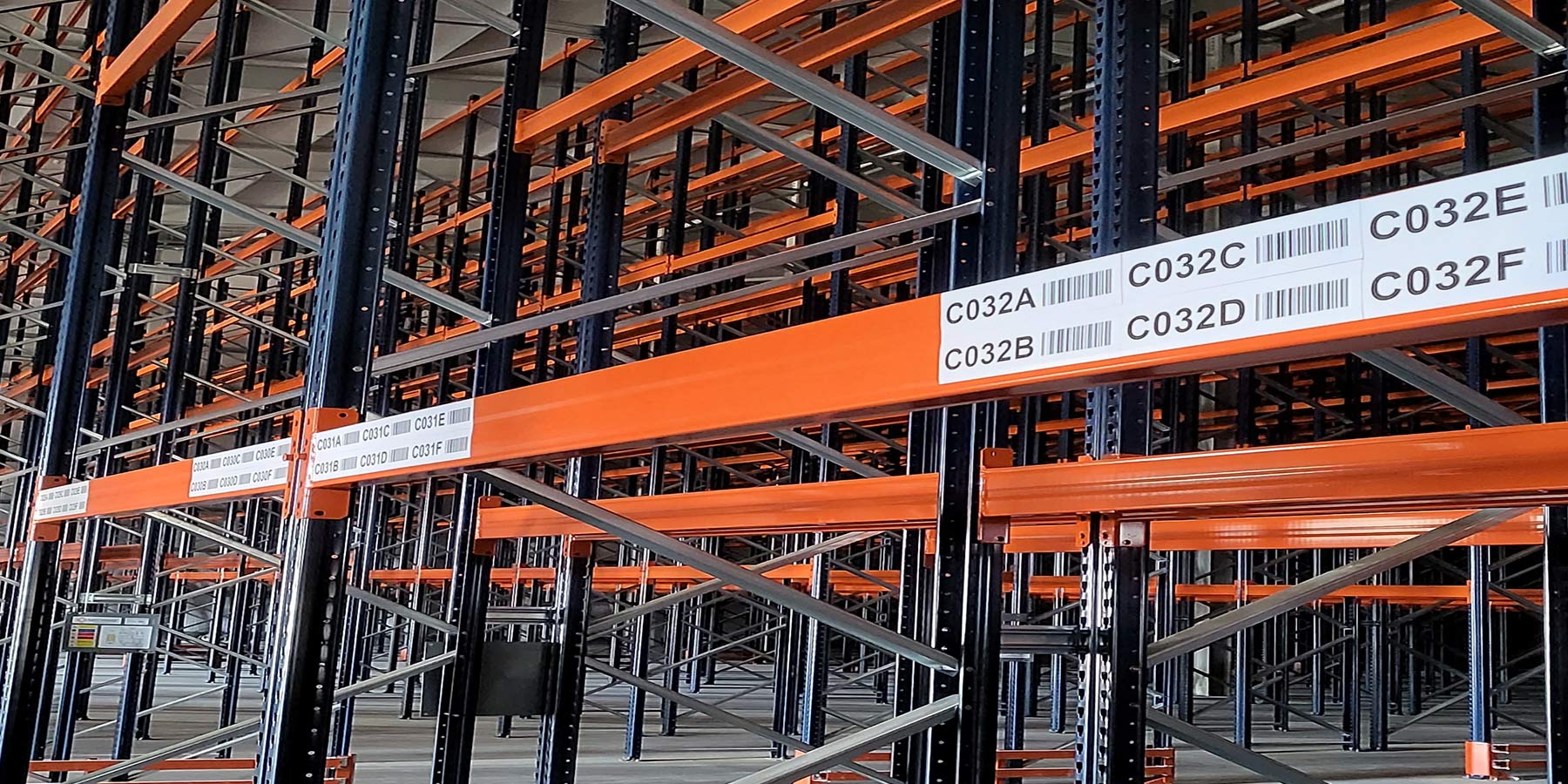 Warehouse Rack Labels Colour or Black & White with Barcode.
